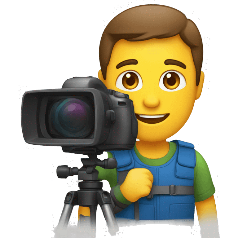 vidéaste tenant un stabilisateur et une caméra en main emoji