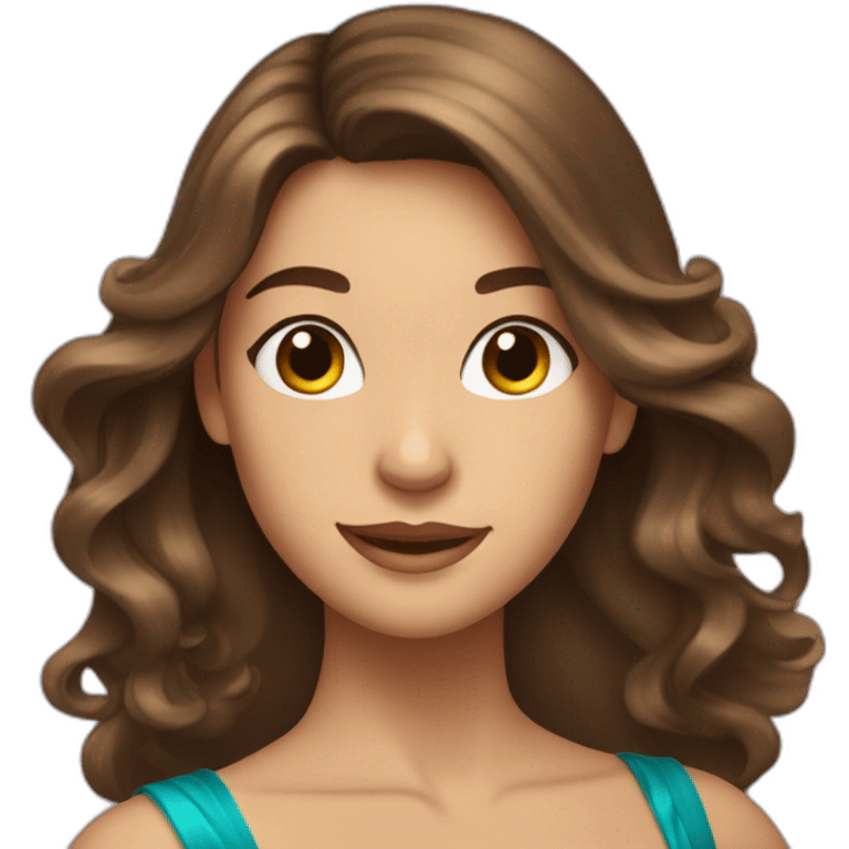 a brown-haired woman with long hair, brown eyes, who dances ballroom dancing emoji