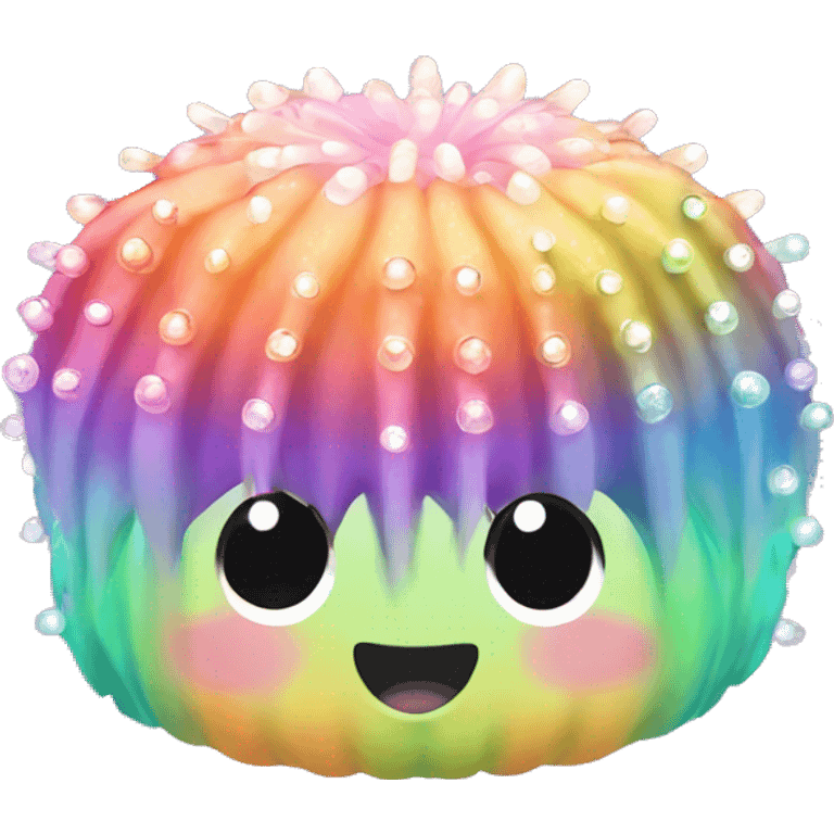 kawaii rainbow bedazzled pastel sea urchin emoji