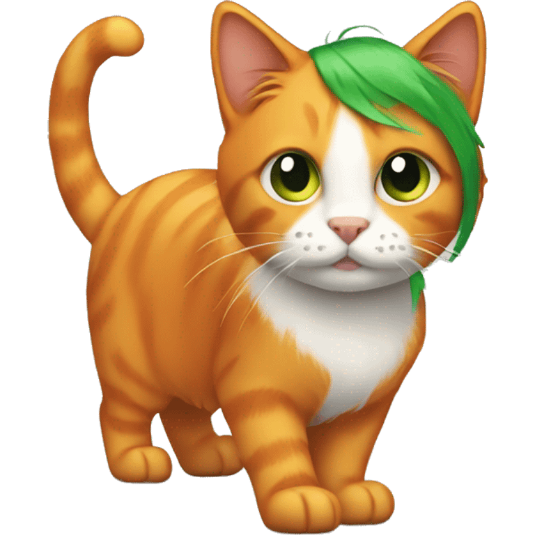 orange cat with green hair  emoji