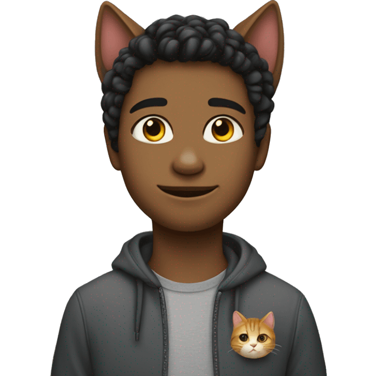 Un joven y un gato emoji