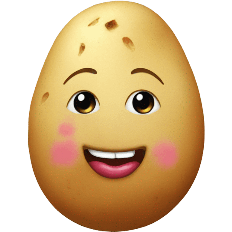 Cute potato wearing makeup lipstick and lashes emoji