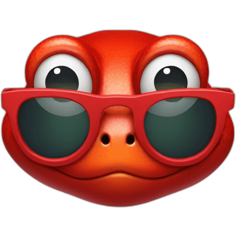 Red frog with glasses emoji