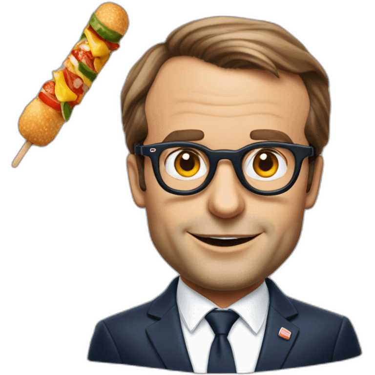 emanuel macron qui mange un kebab avec des lunettes de soleil emoji