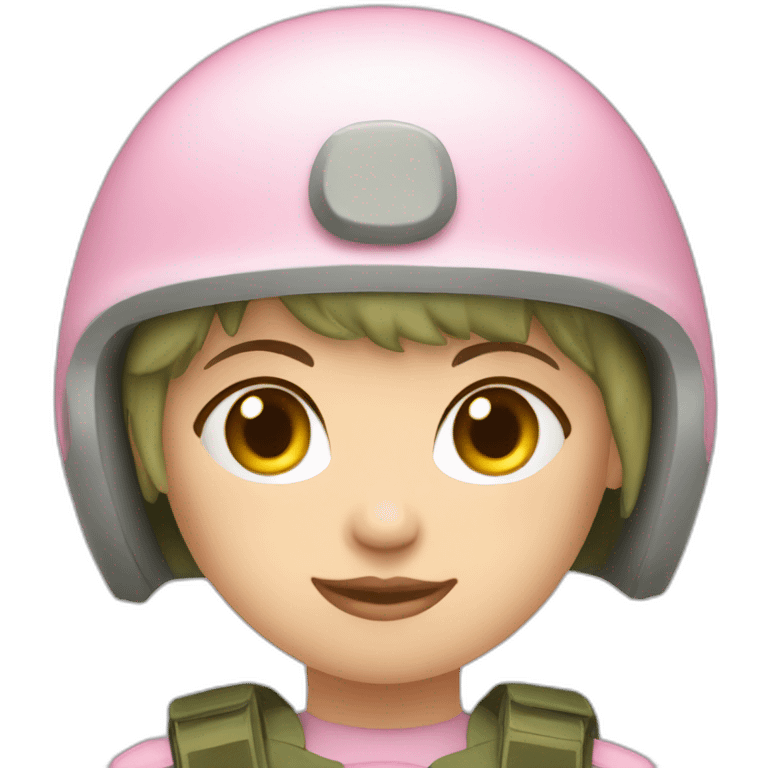 pink short hair white skin army girl with the helmet emoji