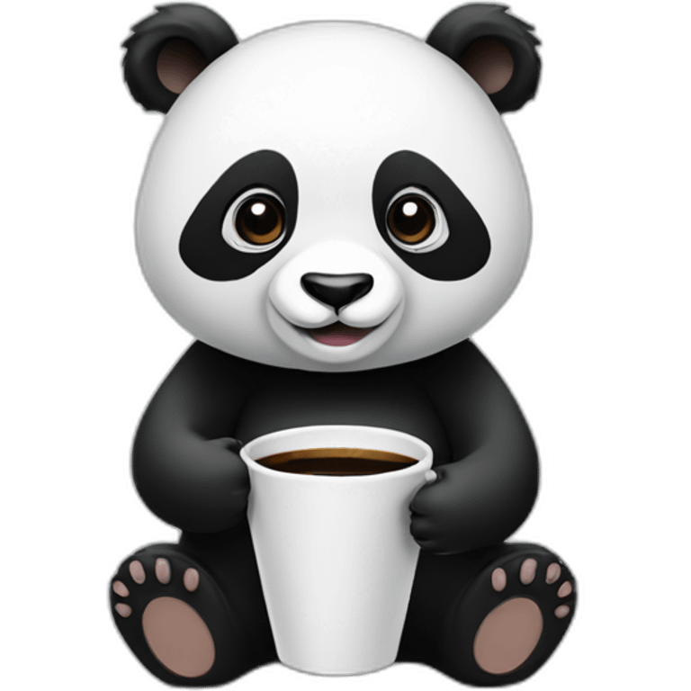 panda with a cup of coffee wearing a headset emoji