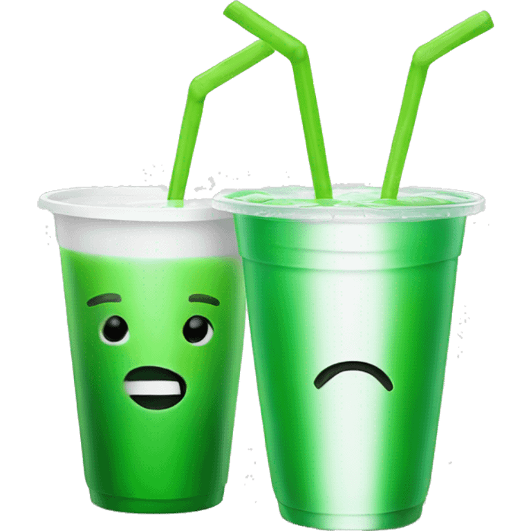 green drink in two plastic white cup emoji