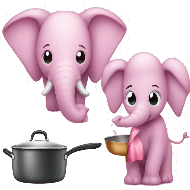 Pink elephant and a cooking pan emoji