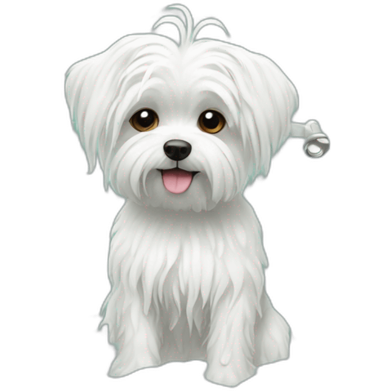 Maltese dog in the shower emoji