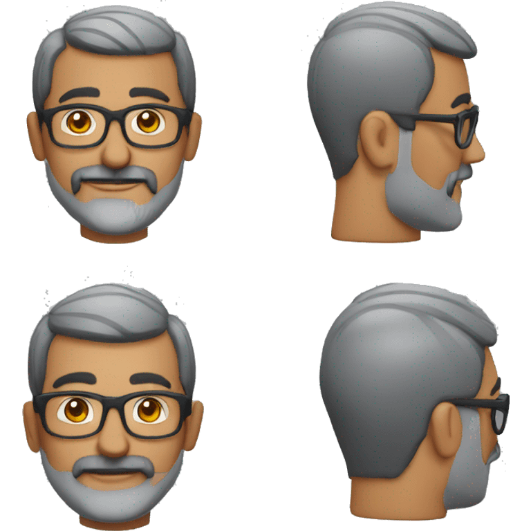 50YO Indian straight male with a salt and pepper french beard, crew cut and specs emoji