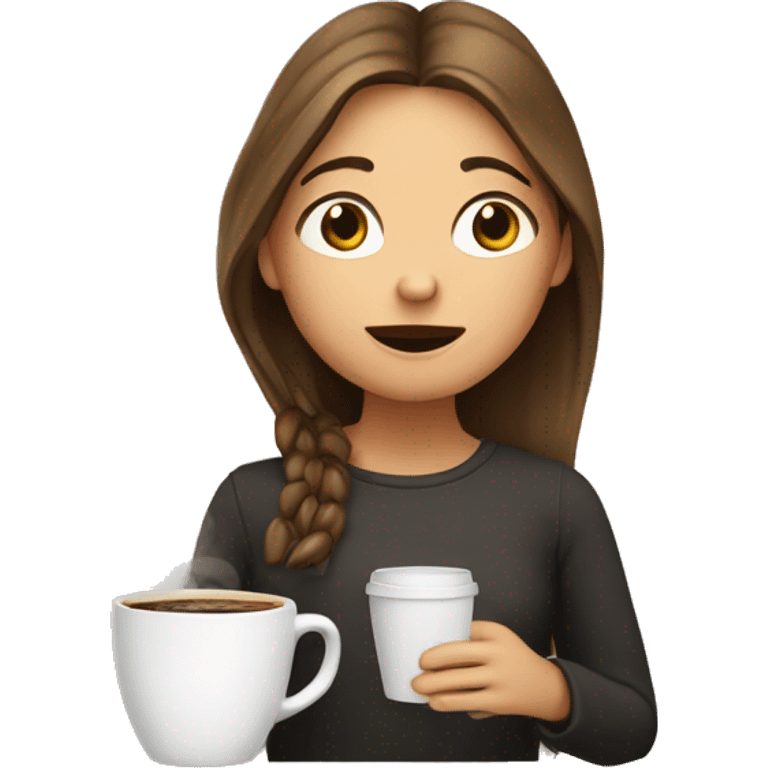 girl putting her head into a coffee cup emoji