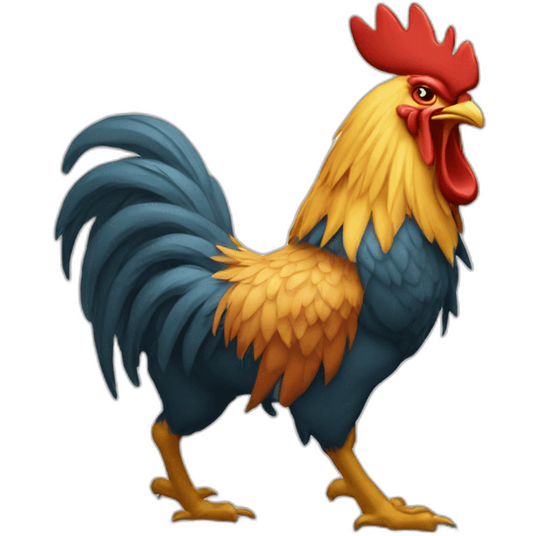 fighting and howling rooster with a crown on its head emoji