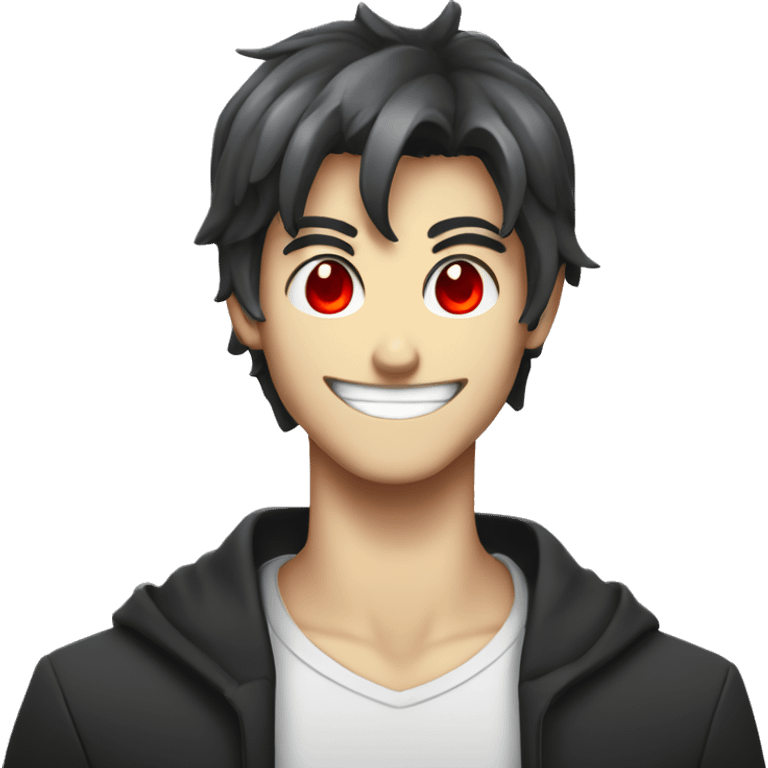 evil anime guy grinning with red eyes emoji