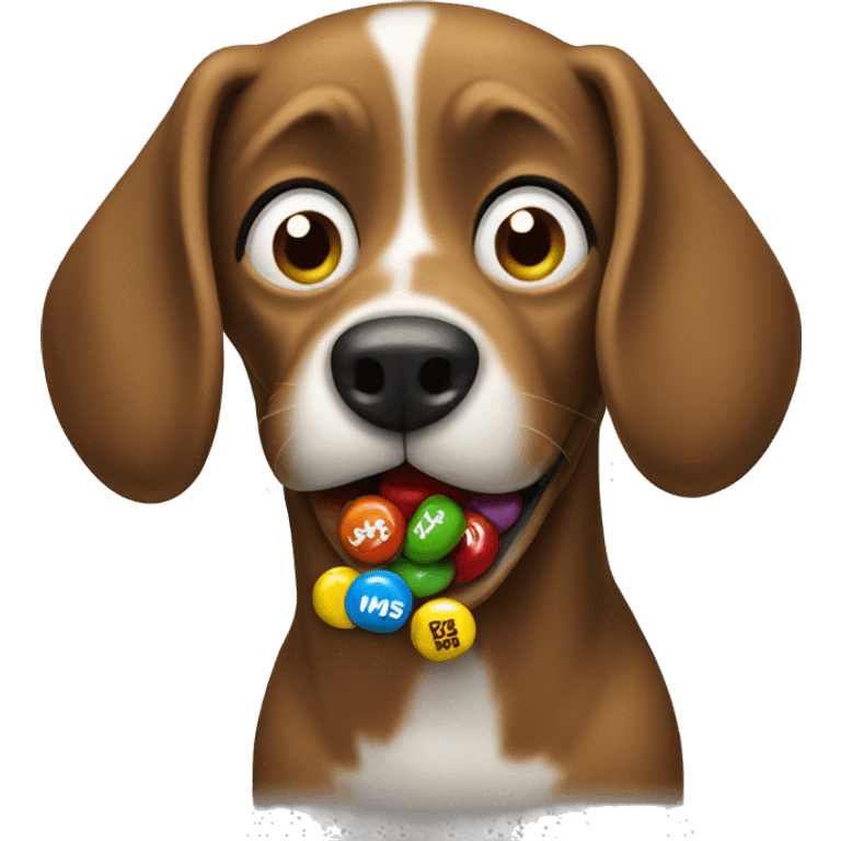 dog eating m and ms emoji