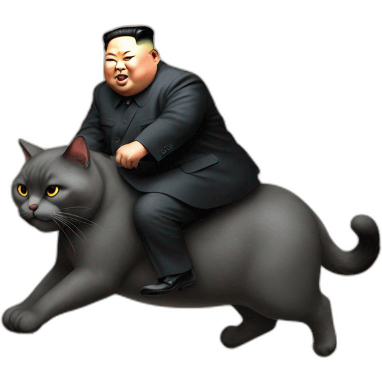 super fat Kim jong UN riding a cat emoji