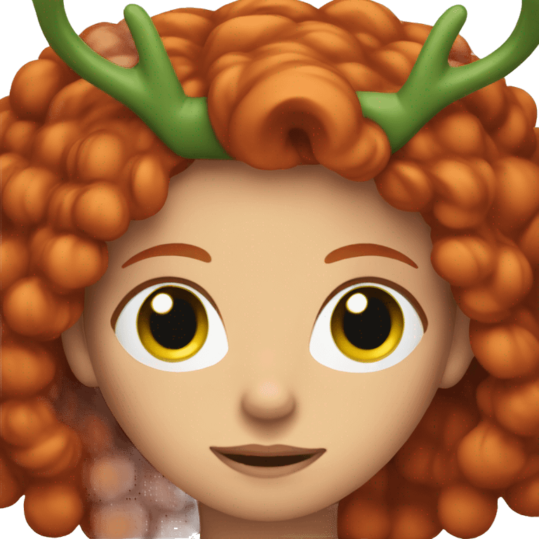 Red hair woman with green eyes and antlers emoji