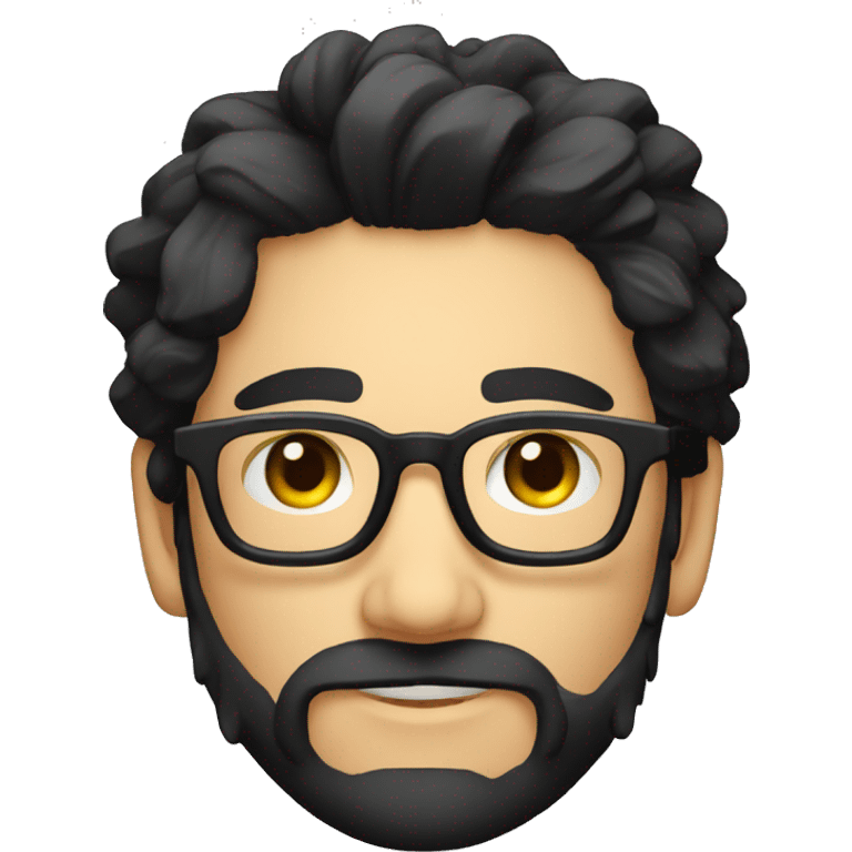 Streamer with long black hair, short black beard and glasses, neon colors emoji