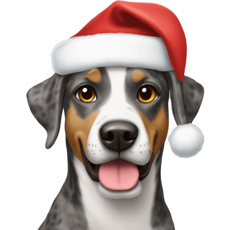 catahoula wearing santa hat emoji