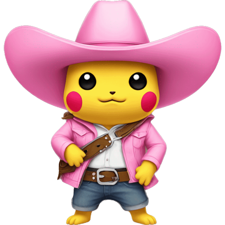 Pikachu as a pink cowboy emoji