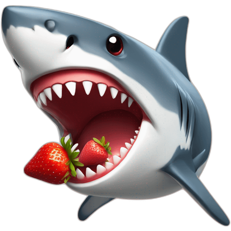 Shark eating strawberry  emoji