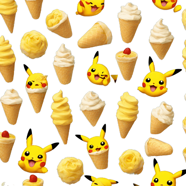 Pikachu eating ice cream emoji