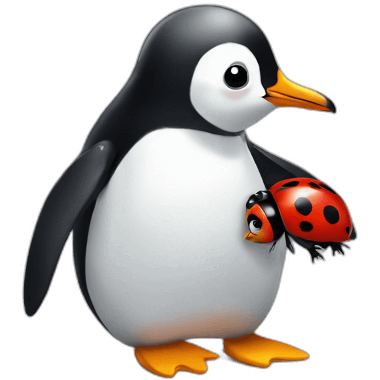 penguin in love with a ladybug emoji