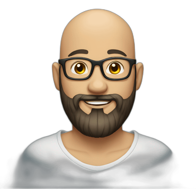 Tattooed beard man bald with glasses emoji