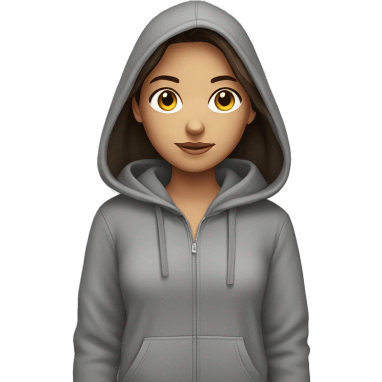 Brunette Girl in Grey hoodie emoji