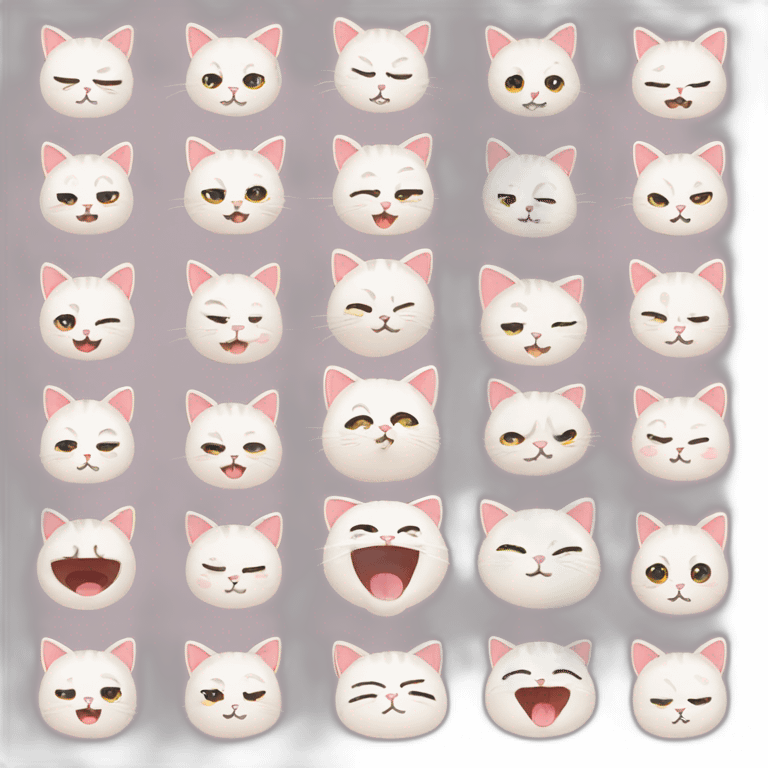 cat cute multi emotion set emoji