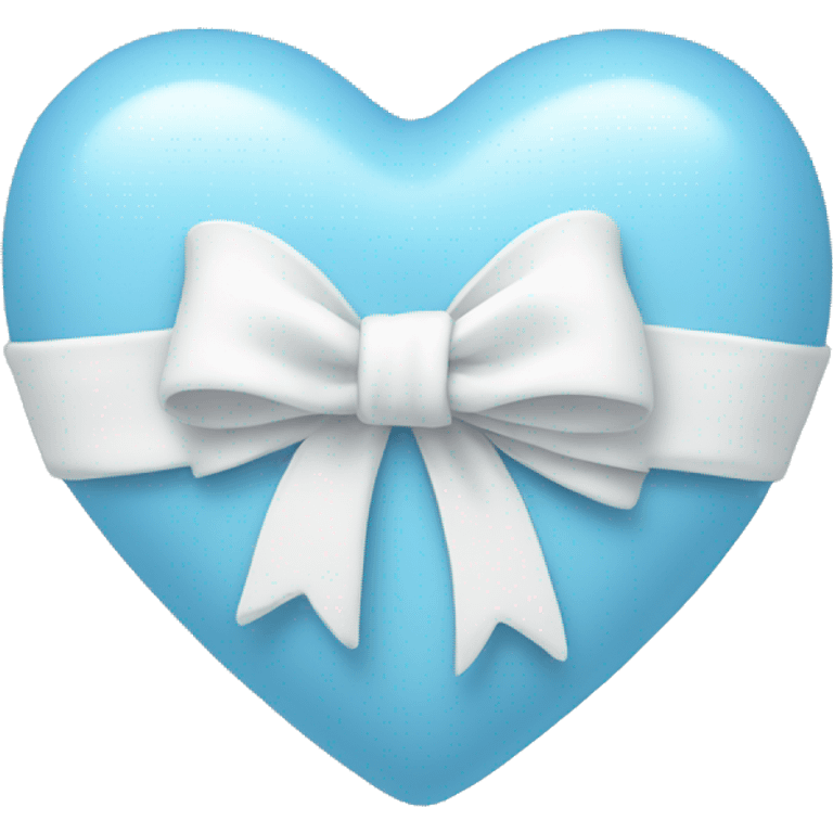 Light blue heart with white bow wrapped in middle emoji