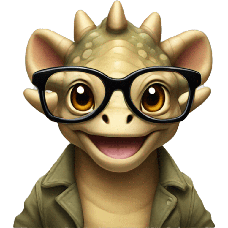 Triceratops with glasse emoji