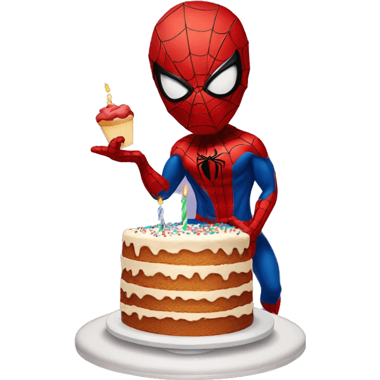 Spiderman Holding Birthday cake emoji