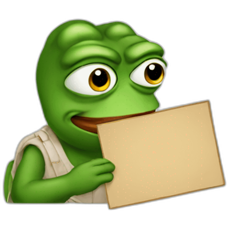 pepe holding a sign emoji