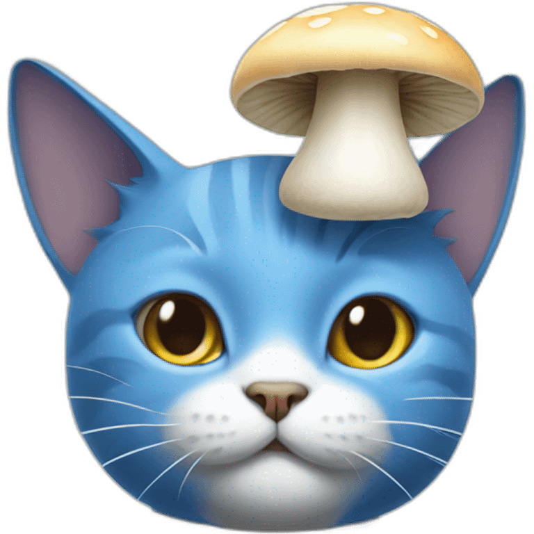 Blue cat with a white mushroom on the head emoji