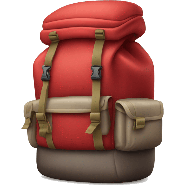 Realistic red camping backpack isolated. emoji