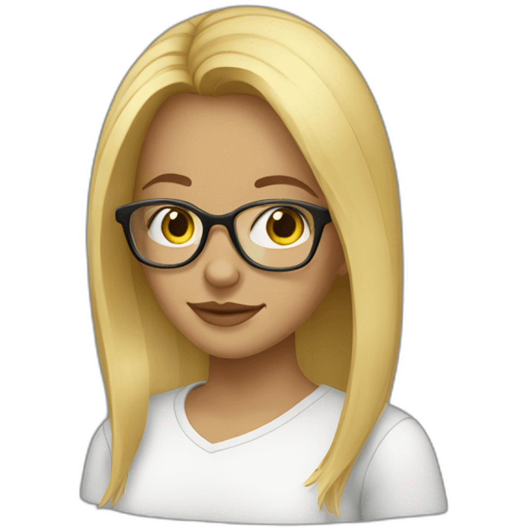 a blonde girl, 23 years old, with transparent glasses emoji