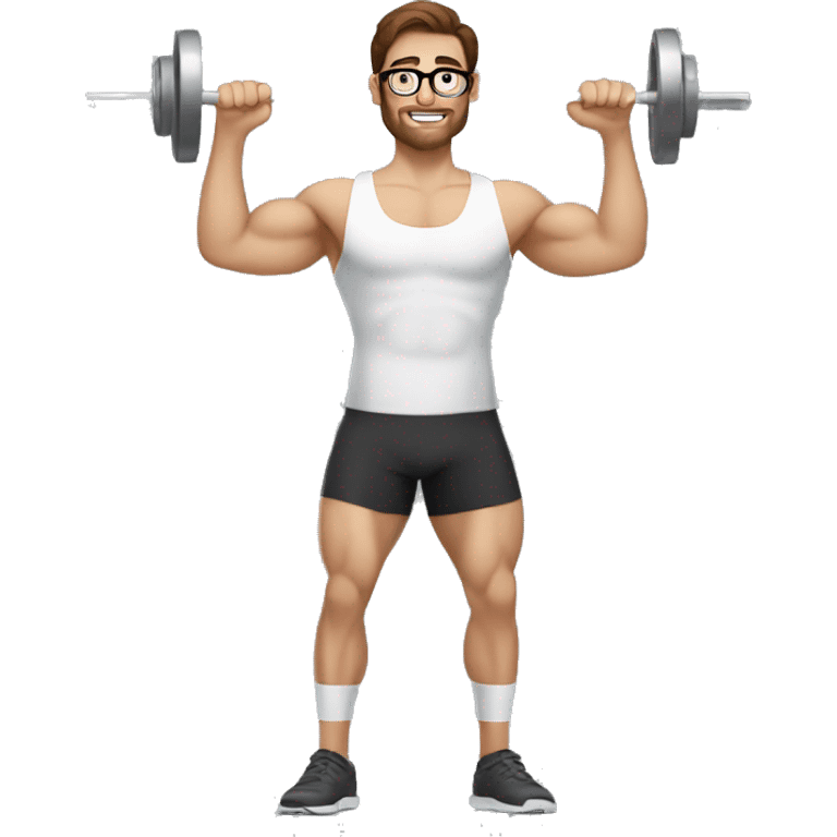 white nerd guy with brown hair doing weight training emoji