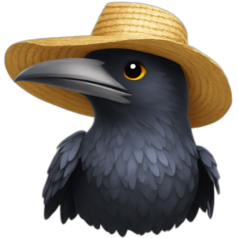 crow with straw hat emoji