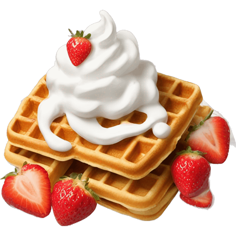 waffles with whip cream and strawberries emoji