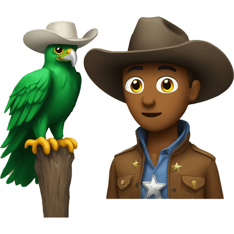 Green eagle peaking a cowboy  emoji