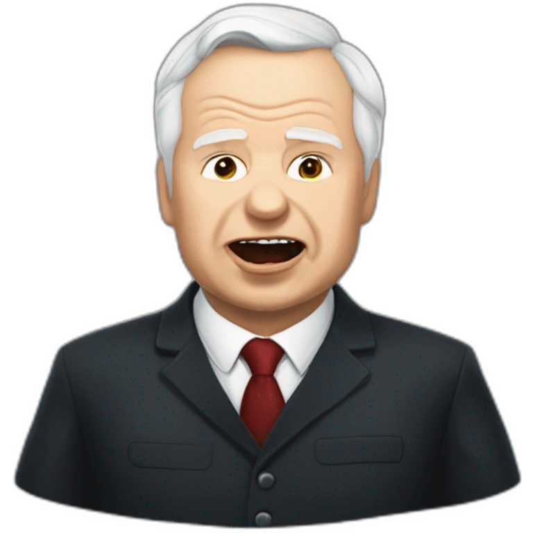 Jarosław Kaczyński as a big mouth character emoji