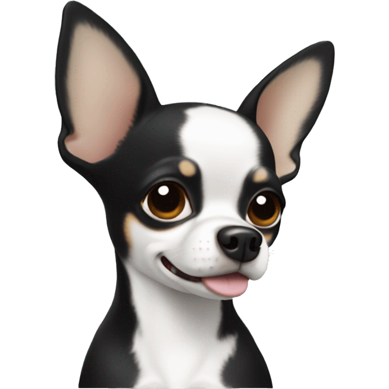 Dog chihuahua , black , with white face  emoji