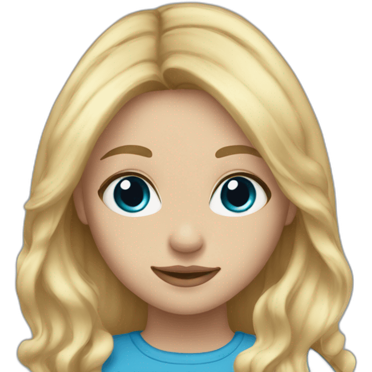 blonde girl with silky hair , darker blue eyes and light skin emoji