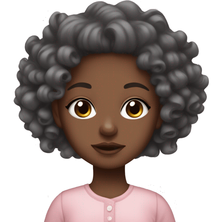 Aesthetic black girl with baby pink clothing and curly hair  emoji