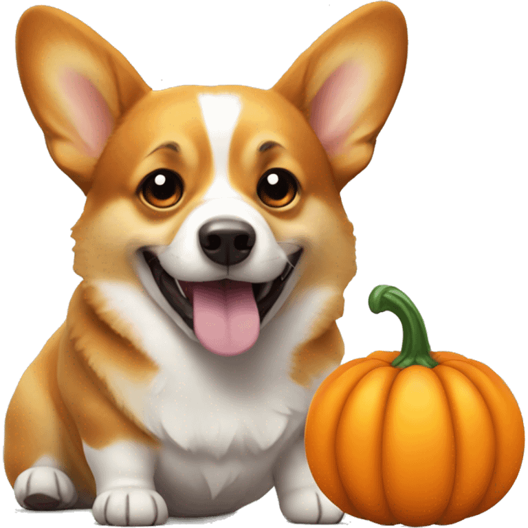 Corgi with pumpkin emoji