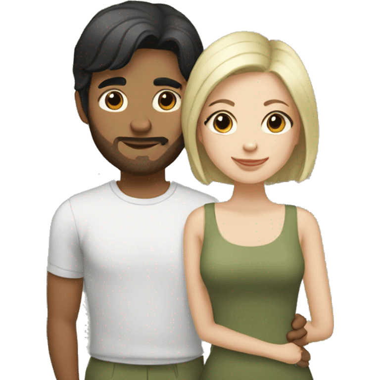 white and olive skinned couple. Man has short hair, woman has shoulder length black hair emoji