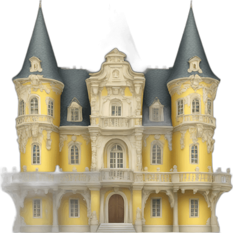 yellow white large symmetrical baroque castle emoji