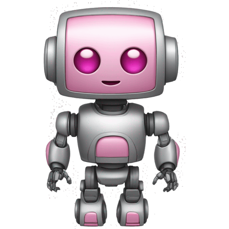 emoji robot gris y rosa simpático de cuerpo entero emoji