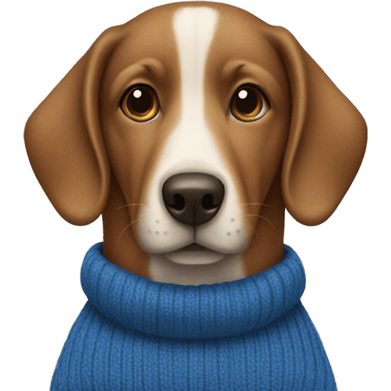 brown dog wearing a blue jumper emoji