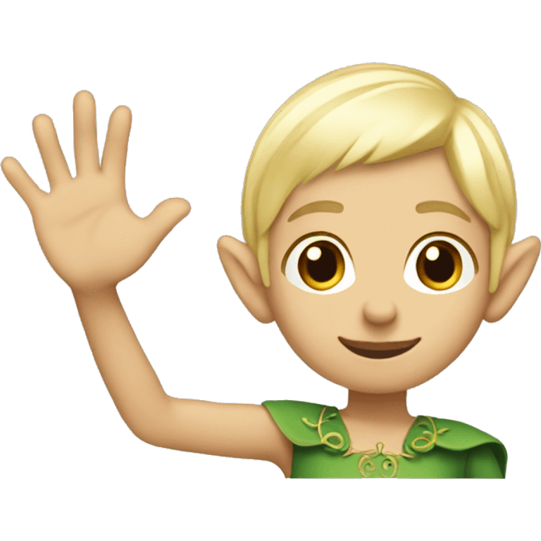 blonde elf with short hair wavng hello hand emoji